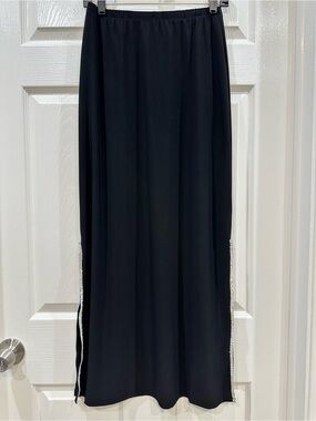 MSK Black Maxi Skirt with Side Trim Accents